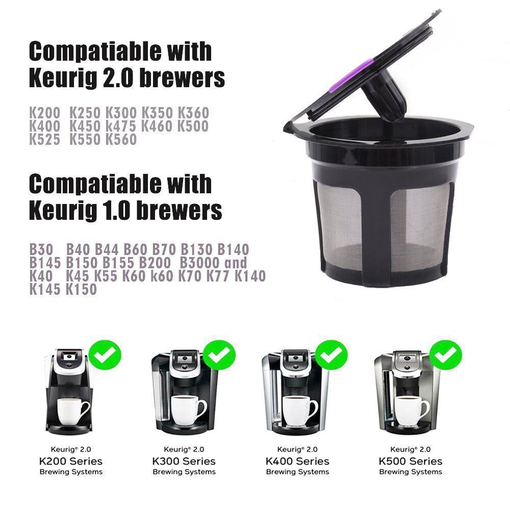 Reusable K Cups for Keurig, Universal Refillable Coffee Filters for Single Serve Coffee Maker, 4-Pack of Reusable Pods, Black