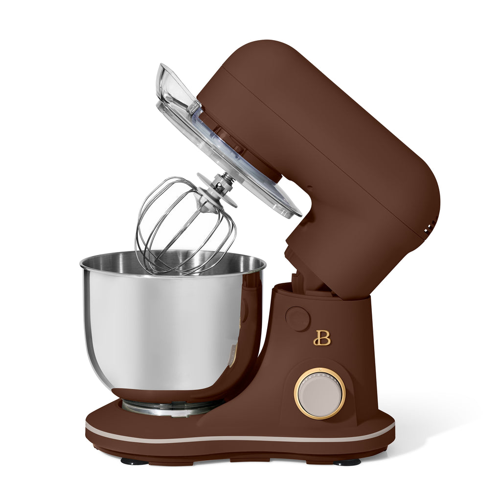 Beautiful 3.5 Qt Stand Mixer with Flat Beater, Dough Hook, Balloon Whisk, Chocolate by Drew Barrymore