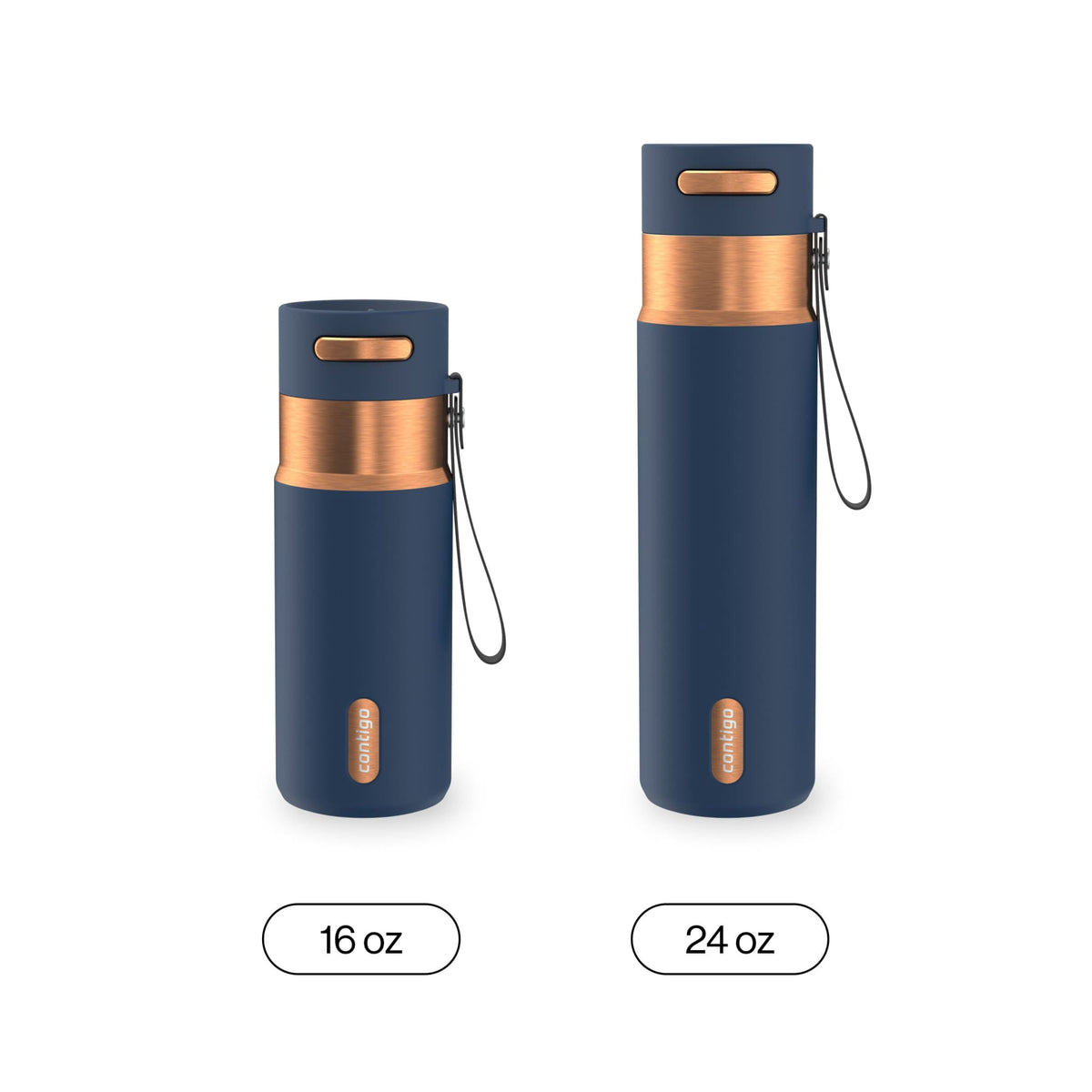 Contigo 24oz AutoSeal Insulated Stainless Steel Water Bottle, Licorice Black/Bronze
