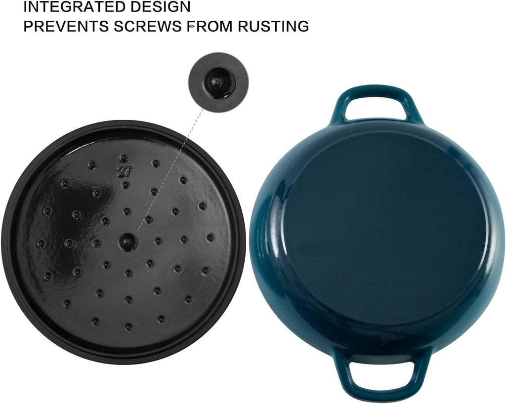Flavehc Braiser Enameled Cast Iron Braiser 3 qt Braiser Pan with Lid Purple Shallow Cast Iron Casserole Braiser Pan with Handels
