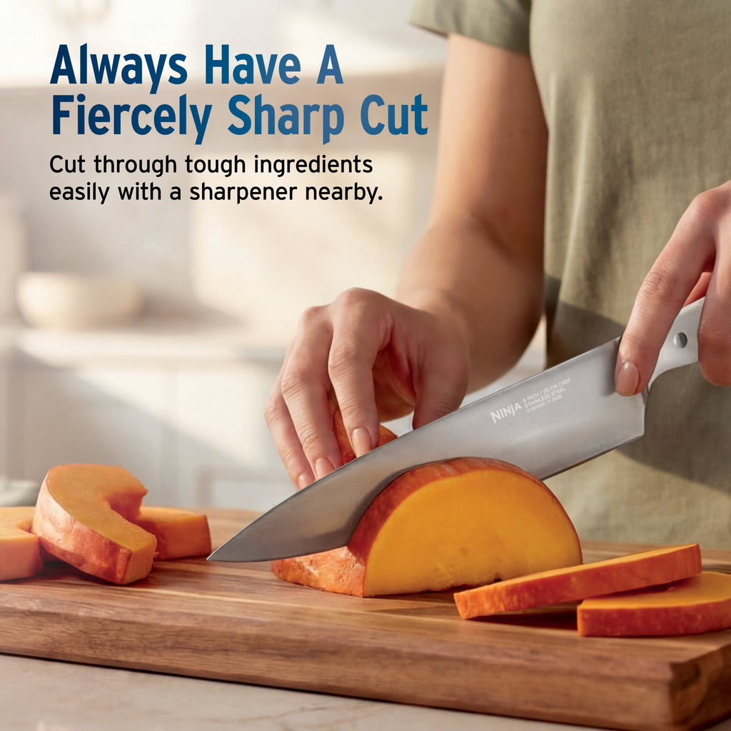 Ninja NeverDull Razor-Sharp 11-Piece Knife System with Removable Sharpener, Laser-Cut Blades, NK12011BL1, Cyberspace