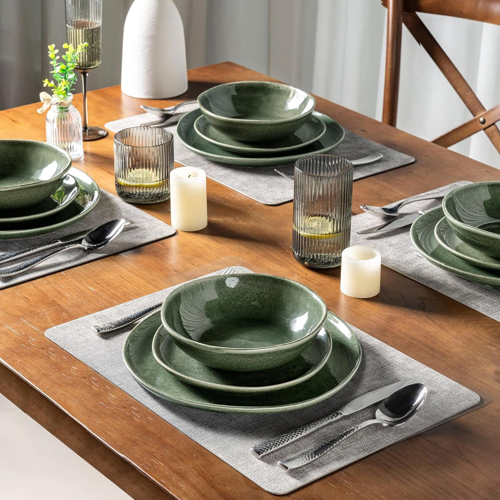 AmorArc Ceramic Dinner Plates Set of 6,10.5 Inch Handmade Reactive Glaze Stoneware Plates,Large Rustic Shape Dinnerware Dish Set for Kitchen, Microwave & Dishwasher Safe,Scratch Resistant-Pearl White