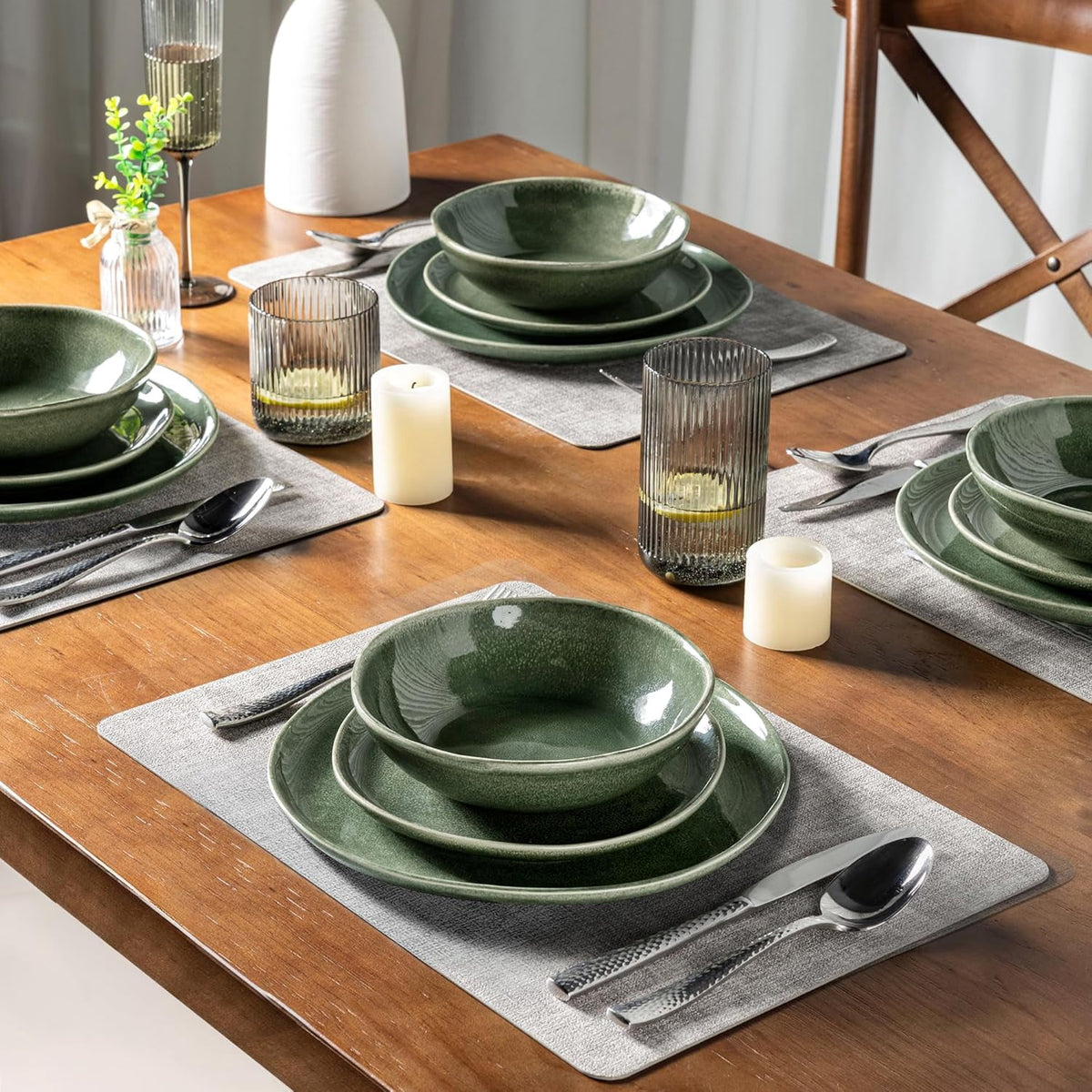 AmorArc Ceramic Dinner Plates Set of 6,10.5 Inch Handmade Reactive Glaze Stoneware Plates,Large Rustic Shape Dinnerware Dish Set for Kitchen, Microwave & Dishwasher Safe,Scratch Resistant-Pearl White