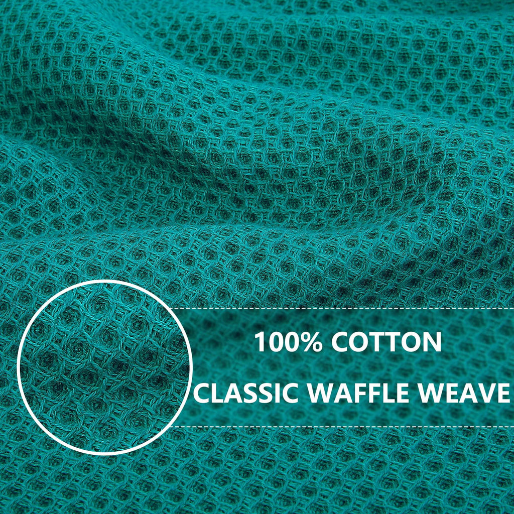 Smiry 100% Cotton Waffle Weave Kitchen Dish Towels, Ultra Soft Absorbent Quick Drying Cleaning Towel, 13x28 Inches, 4-Pack, Dark Grey