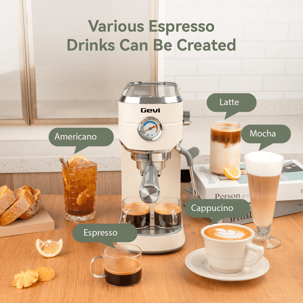 Gevi 20 Bar Espresso Machine & Burr Grinder Combo, 35 Precise Grind Settings, Professional Automatic Coffee Maker, Perfect Gift for Coffee Lovers