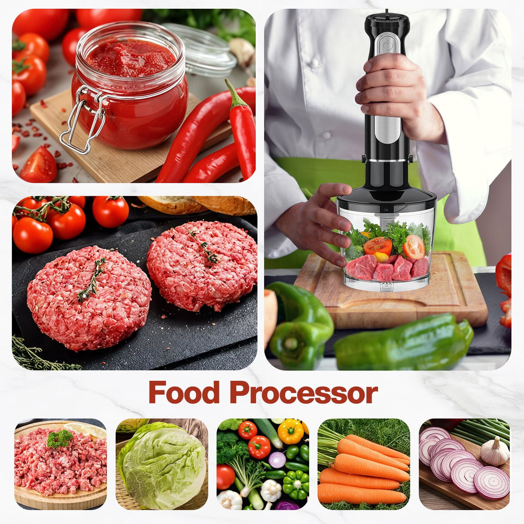 1100W Immersion Blender, 21-Speed Hand Blender with Turbo Mode, 5-in-1 Stick Blender for Smoothies, Baby Food, Soups, Purees, Black