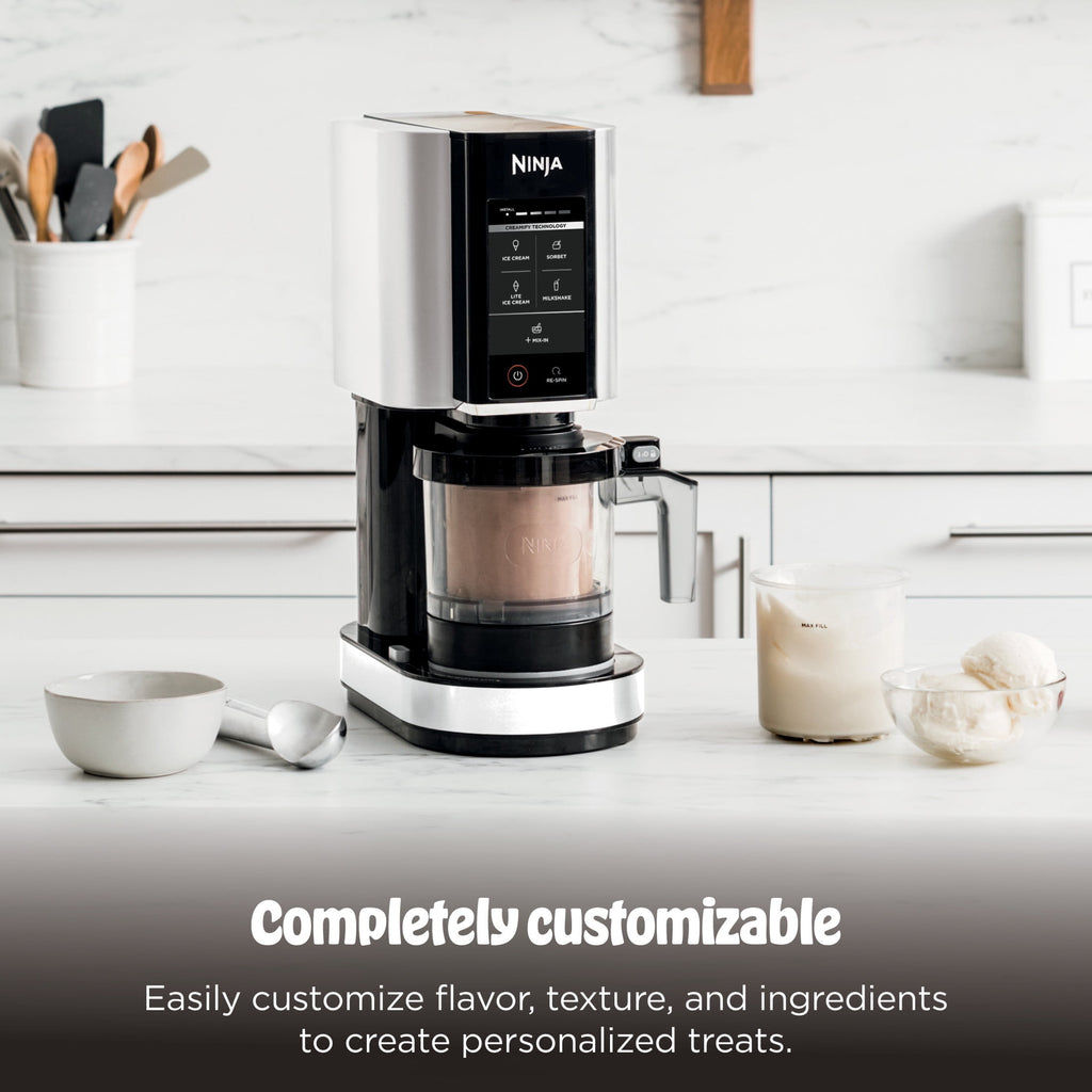 Ninja Creami Ice Cream Maker, for Mix-ins, Milkshakes, Sorbet, 5 One-Touch Programs, (2) 16 Oz Pint Containers & Lids, NC350 White