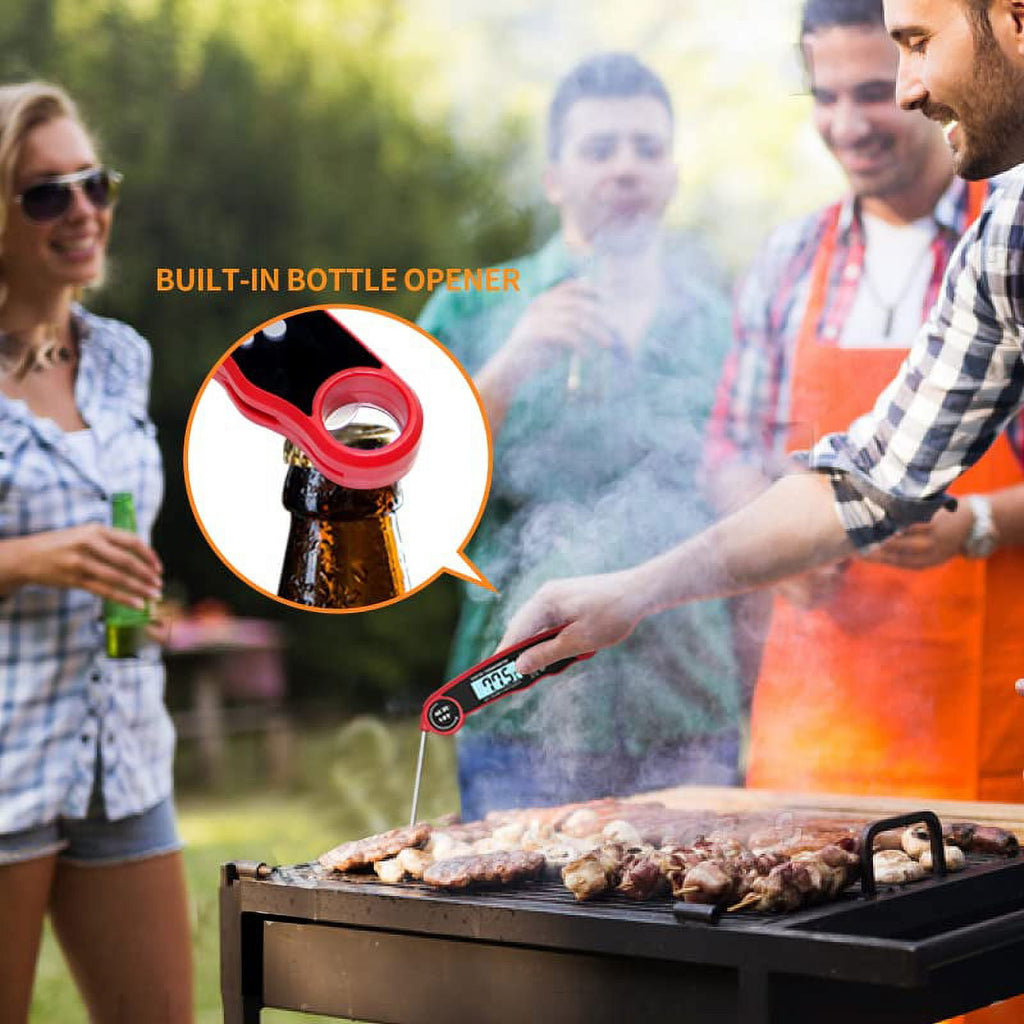 Yezivo Waterproof Meat Thermometer with Magnet, LED Display and Stainless Steel Probe, Instant Read Food Thermometer for Baking, Liquids, Candy, Grill Thermometer for Kitchen,BBQ,Party