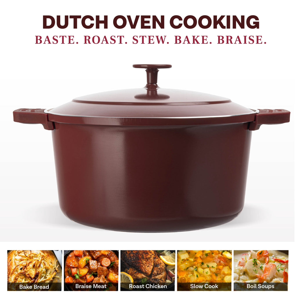 Gotham Steel Ceramic Hammered 5 Qt Lightweight Dutch Oven Pot with Lid & Holders, Oven Safe & Even Heat Retaining Dutch Oven for Bread Baking Sourdough, Soup, 70% Lighter than Cast Iron, Navy