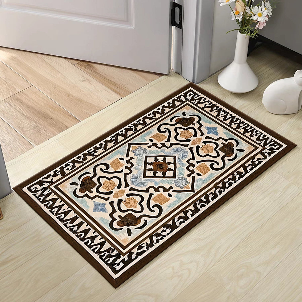 TECHVIDA Kitchen Rug Set 3 Piece,Non Slip Machine Washable Kitchen Mats, Farmhouse Hallway Doormat for Home Floor and Living Room,Gray