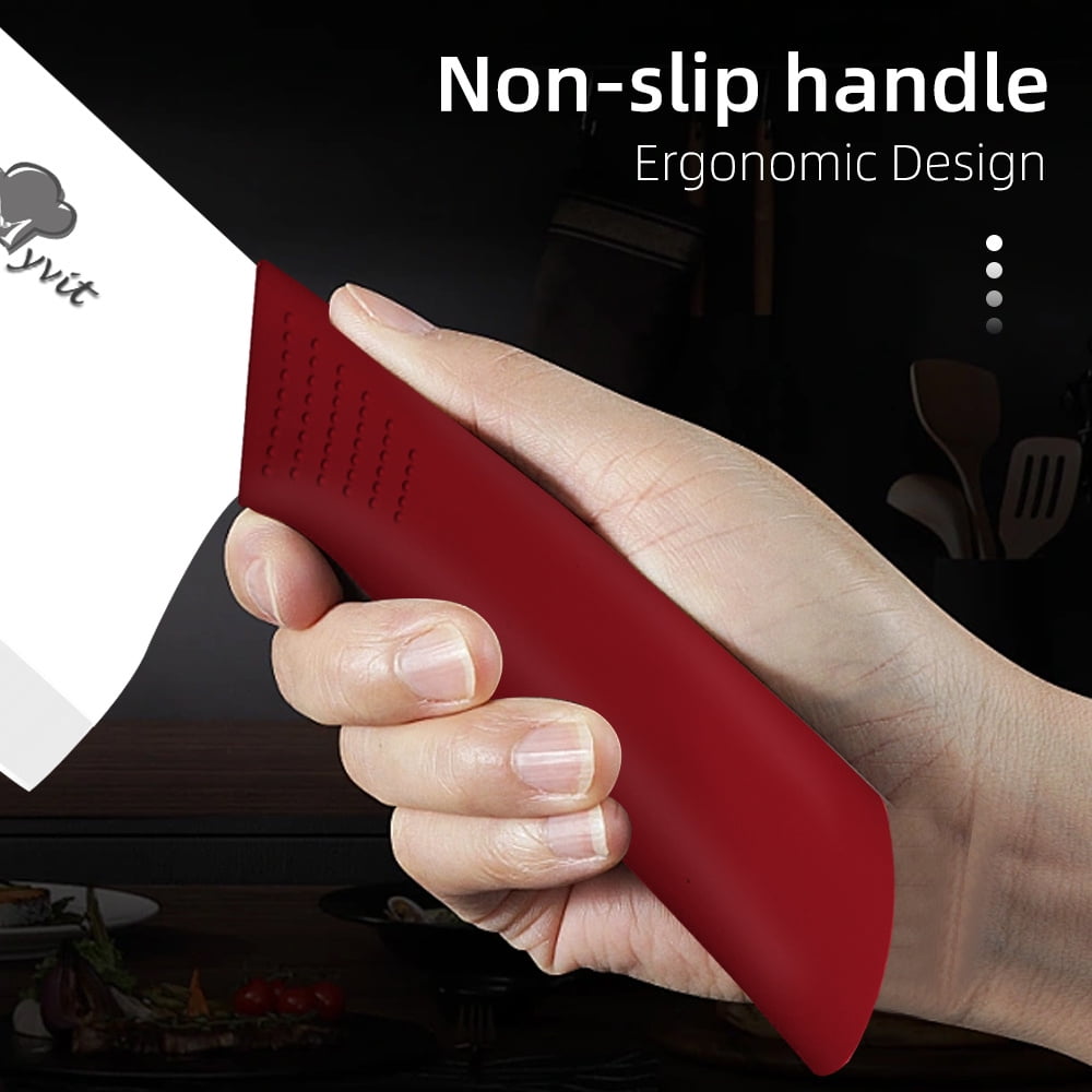 Ceramic Knife 7" Rustproof Vegetable Cleaver Knife Nakiri Lightweight Kitchen Paring Knife with Cover Chopping Knife Slicing Cutter