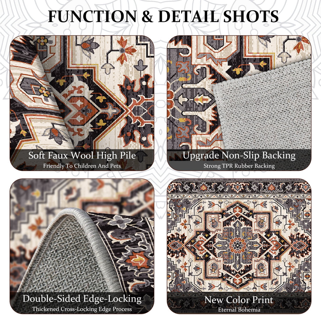TECHVIDA Kitchen Rug Set 3 Piece,Non Slip Machine Washable Kitchen Mats, Farmhouse Hallway Doormat for Home Floor and Living Room,Gray