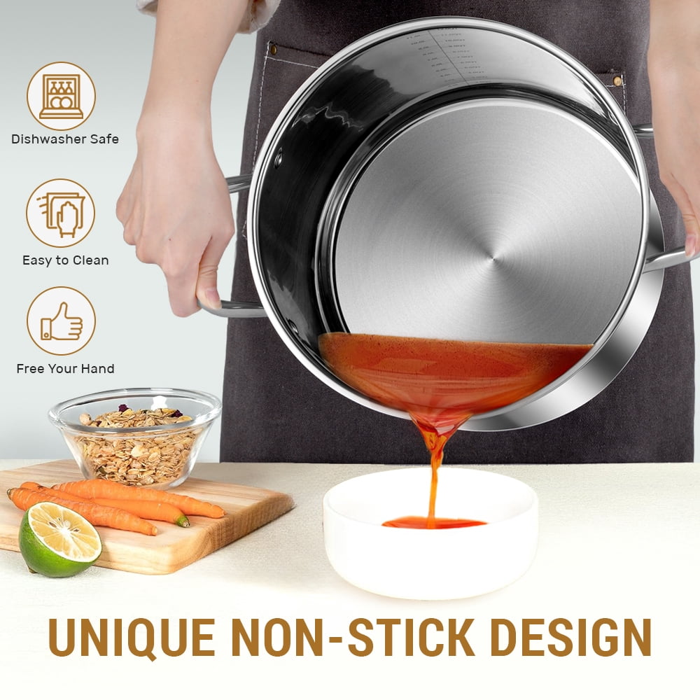 Coliware Large Stock Pot, 12 QT Trip-Ply Bottom Stainless Steel Cooking Pot with Tempered Glass Lid, Soup Pasta Cookware Compatible with Gas Induction Electric Stoves, Ollas de Cocina