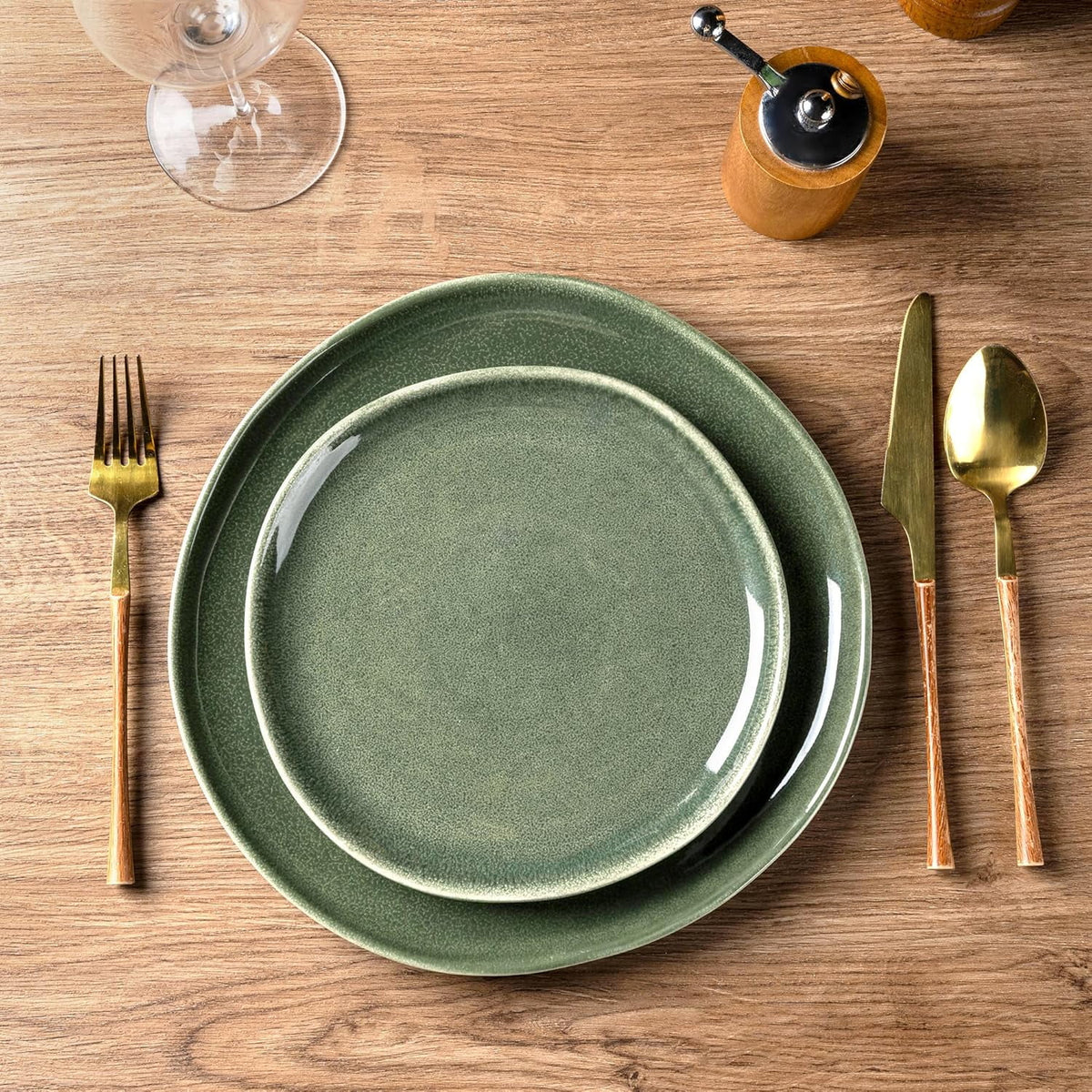 AmorArc Ceramic Plates Set of 6, 8.5 Inch Handmade Reactive Glaze Stoneware Plates set for Dessert, Salad, Appetizer, Dinner, Microwave & Dishwasher Safe, Scratch Resistant-Pearl White