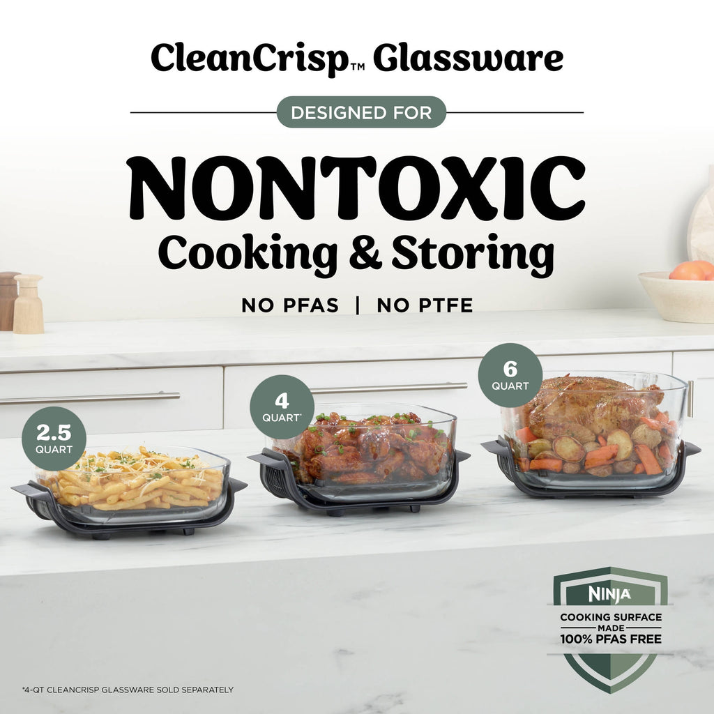 Ninja Crispi Pro Glass Air Fryer 6-Qt & 2.5-Qt, 6-in-1, Air Fry, Bake, Dehydrate, Dishwasher Safe, AS101LG Dove