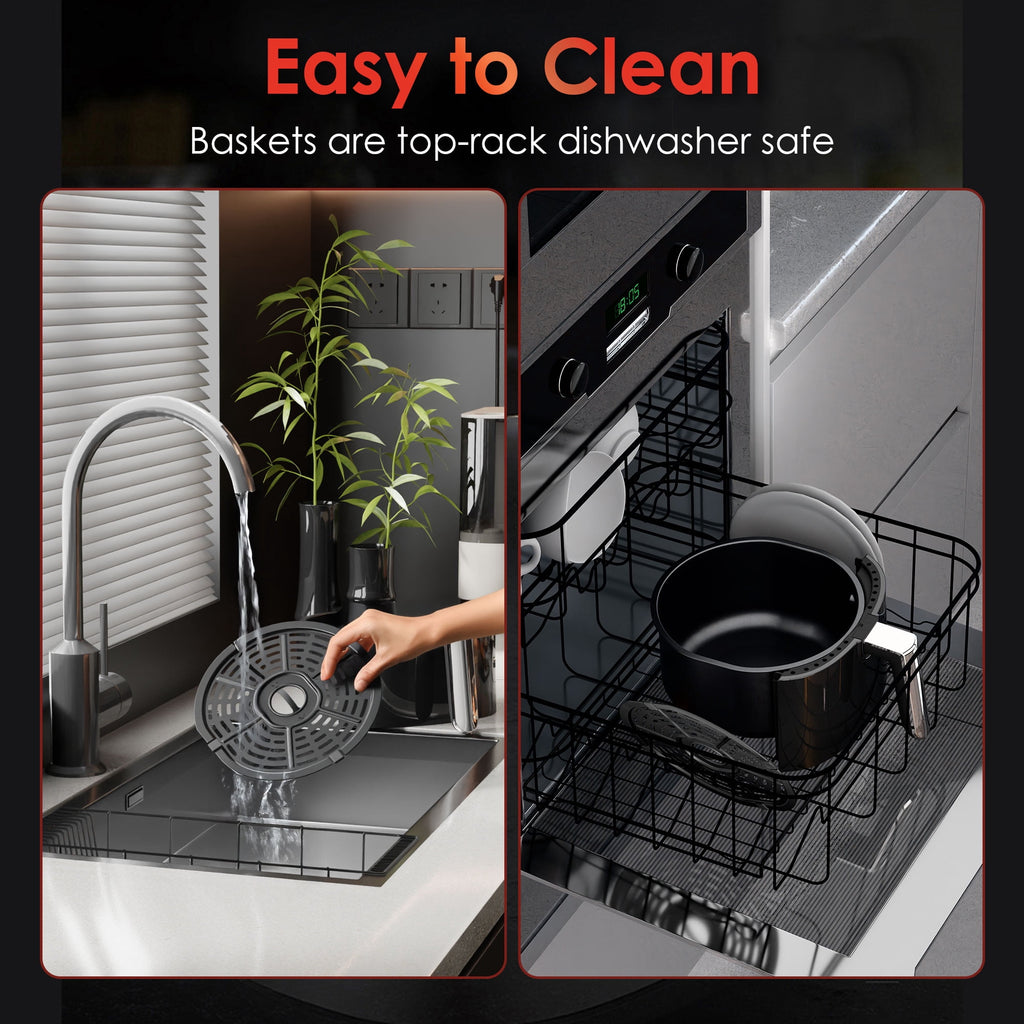 WHALLULTRA 4QT Air Fryer, Smart Touchscreen & View Window, 12 Presets, Vortex Heating, Dishwasher Safe Basket, Obsidian
