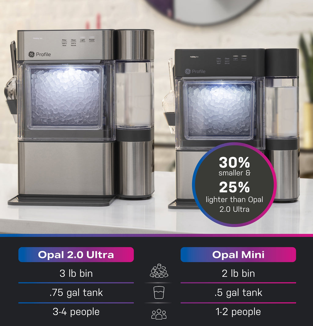 GE Profile Opal Mini Nugget Countertop Ice Maker with Descaler, 36lb Daily Capacity, with WIFI - Charcoal Gray