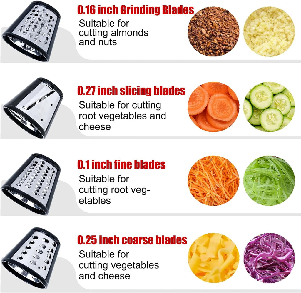 PQPO Stainless Steel Slicer Shredder Grater with 4 Blades, Compatible with KitchenAid Stand Mixer, Cheese Grater