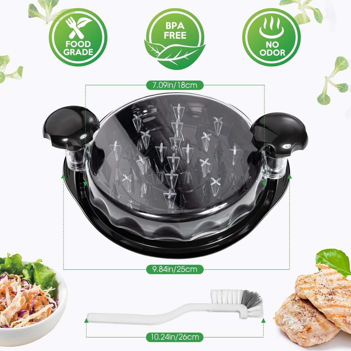 Gimgong Chicken Shredder Large Chicken Breast Shredder Tool Twist with Cleaning Brush, Visible Meat Shredder Machine, Strong Anti-Slip Strip, Ergonomic Handle, BPA Free, Suitable for Pork Beef Chicke
