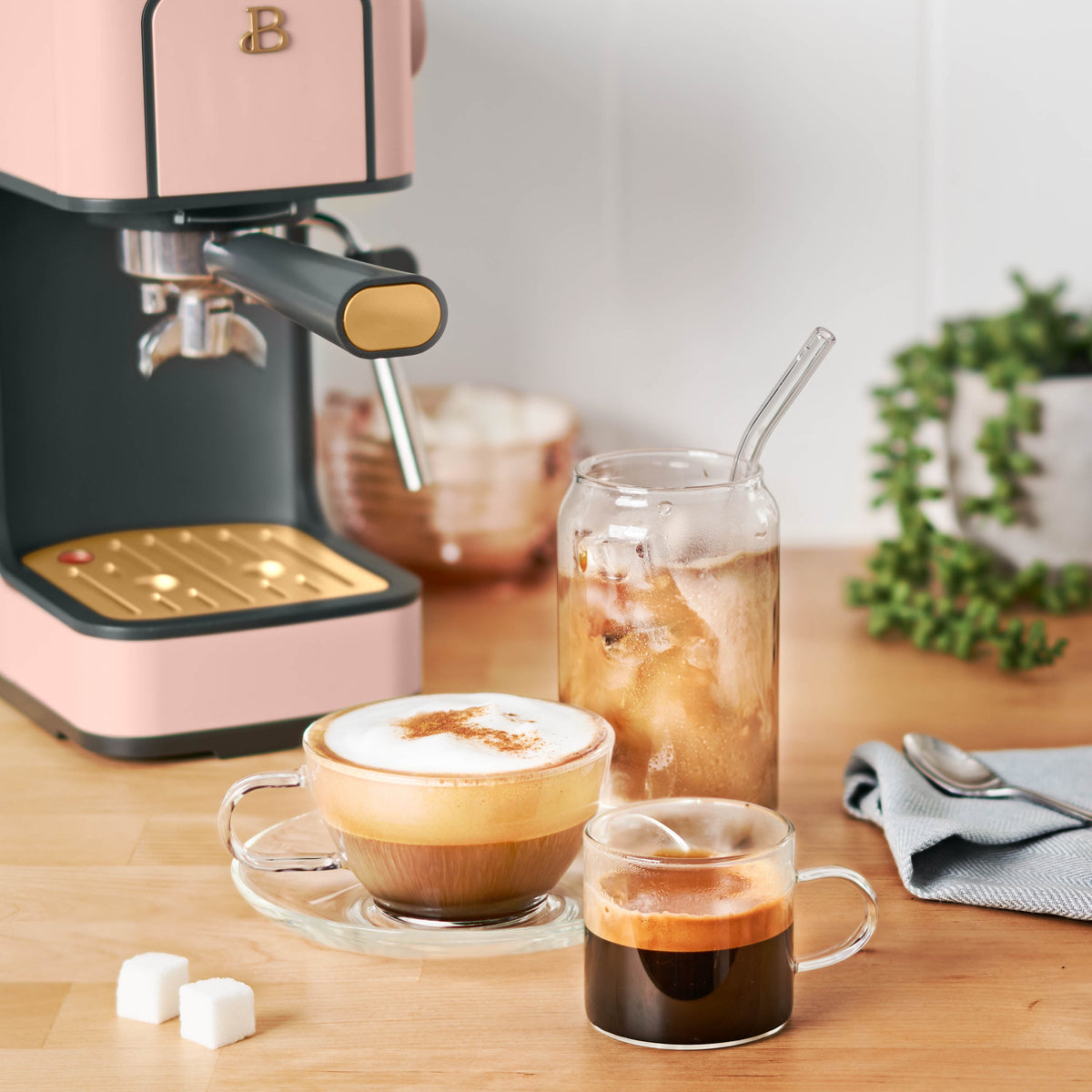 Beautiful by Drew Barrymore Slim Espresso Machine, 20-Bar Pressure, Black Sesame