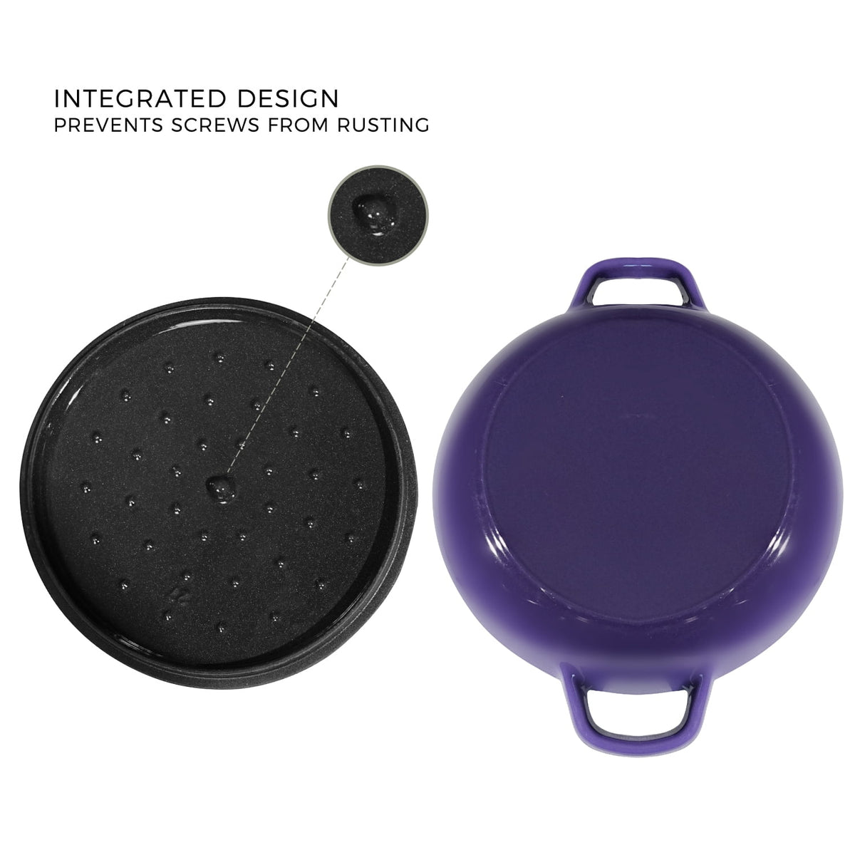 Flavehc Braiser Enameled Cast Iron Braiser 3 qt Braiser Pan with Lid Purple Shallow Cast Iron Casserole Braiser Pan with Handels