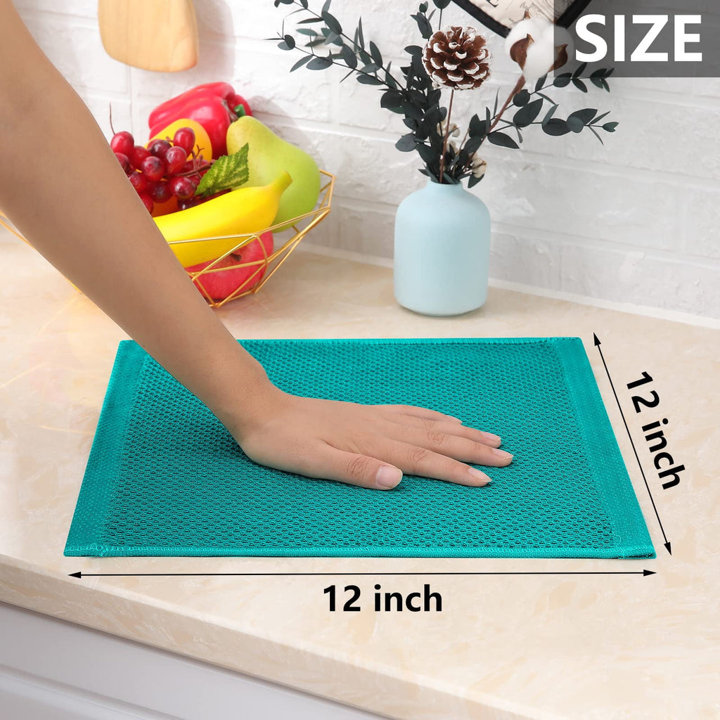 Smiry 100% Cotton Waffle Weave Kitchen Dish Towels, Ultra Soft Absorbent Quick Drying Cleaning Towel, 13x28 Inches, 4-Pack, Dark Grey