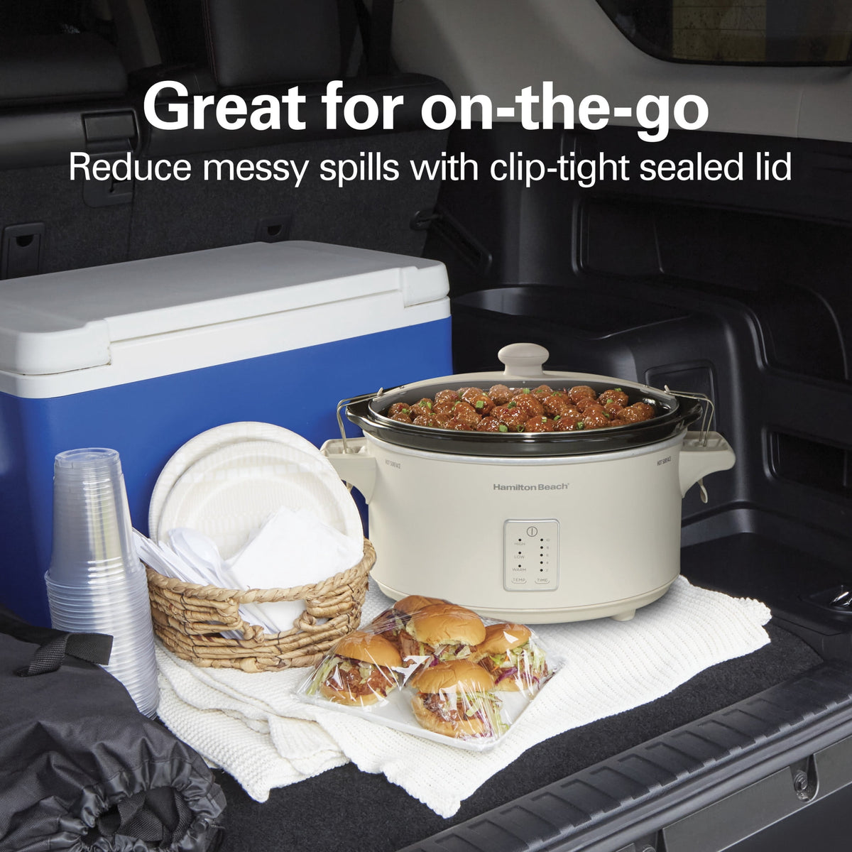 Hamilton Beach 7 Qt Programmable Slow Cooker, Stoneware Crock with Removable Pot, Stainless Steel
