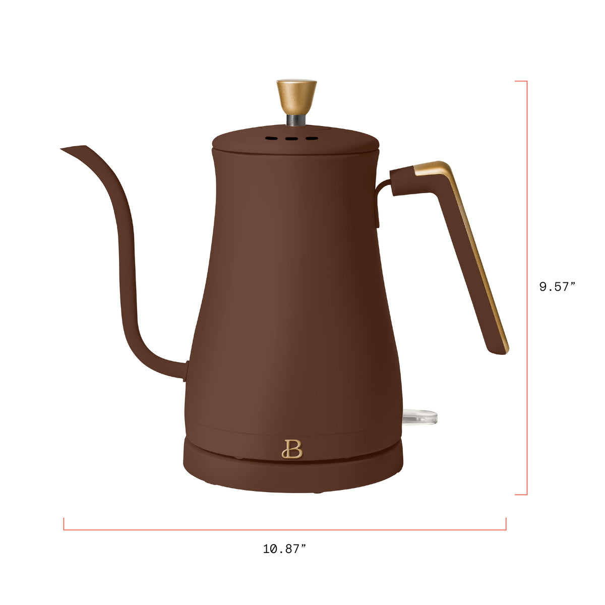 Beautiful 1-Liter Electric Gooseneck Kettle 1200 W, Chocolate by Drew Barrymore