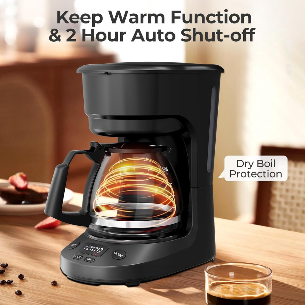 Moifoi Coffee Maker 2-in-1 Single Serve Coffee Machine, for K-Cup Coffee Capsule Pod, Ground Coffee Powder Brewer, Black