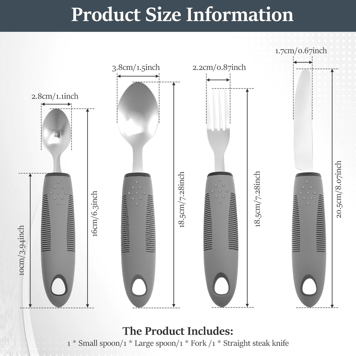 Jetcloudlive 4 Pcs Adaptive Utensils Stainless Steel Built up Utensils for Adults Complete Weighted Silverware Set Nonslip Easy Grip Silverware