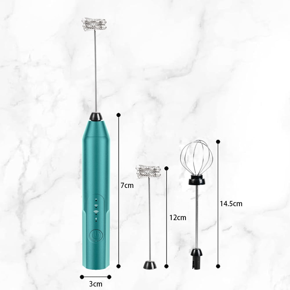 Milk Frother Wand Drink Mixer - Handheld Milk Frother Electric Whisk - Easy-Clean Stainless Steel Frother Wand & Mini Blender - Electric Coffee Frother for Milk Coffee Lattes