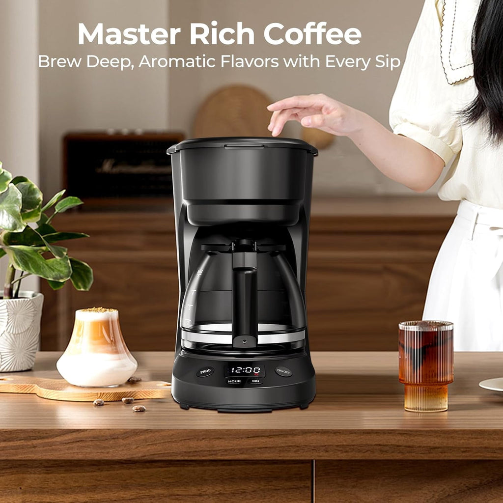 Moifoi Coffee Maker 2-in-1 Single Serve Coffee Machine, for K-Cup Coffee Capsule Pod, Ground Coffee Powder Brewer, Black