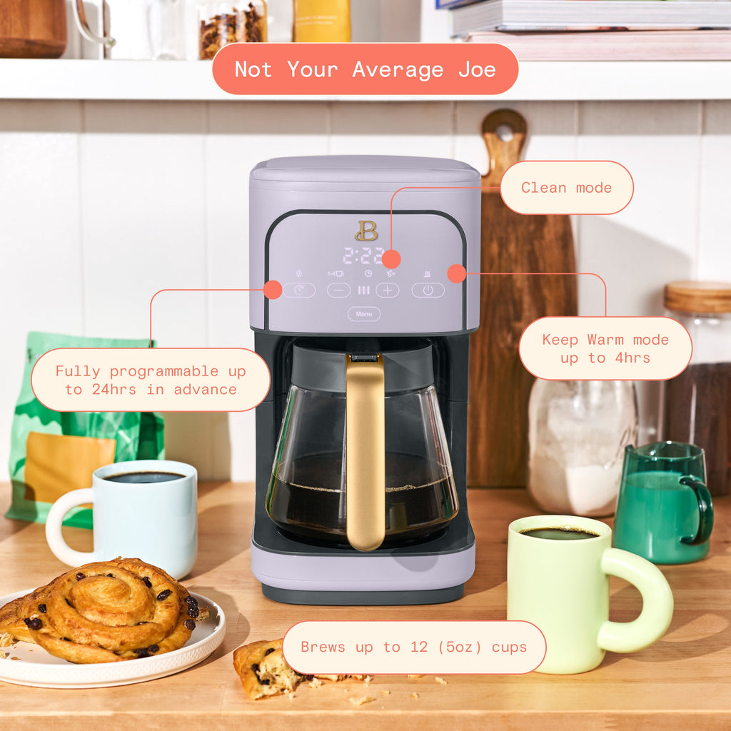 Beautiful by Drew Barrymore 12-Cup Programmable Coffee Maker, White Icing