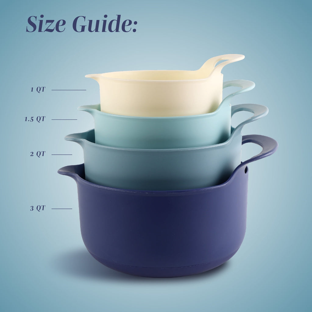 COOK WITH COLOR Mixing Bowls Set, 4-Piece Non-Slip Mixing Bowls with Pour Spouts & Handles, Black Speckled