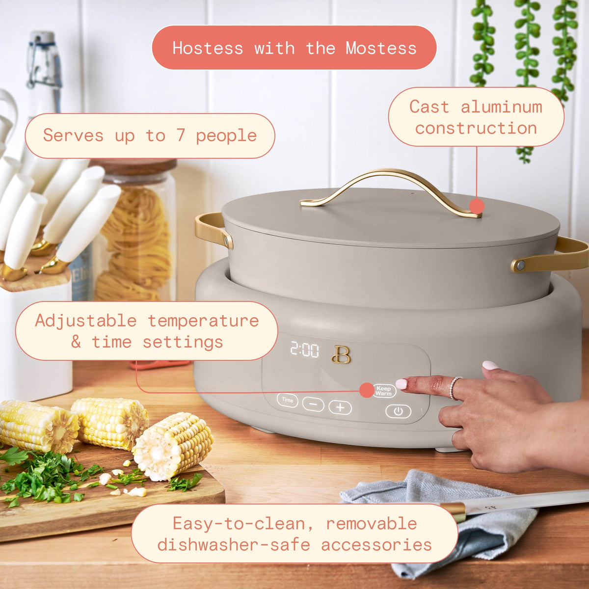 Beautiful 10 in 1, 6 Qt Electric Multi-Cooker, Thyme Green by Drew Barrymore