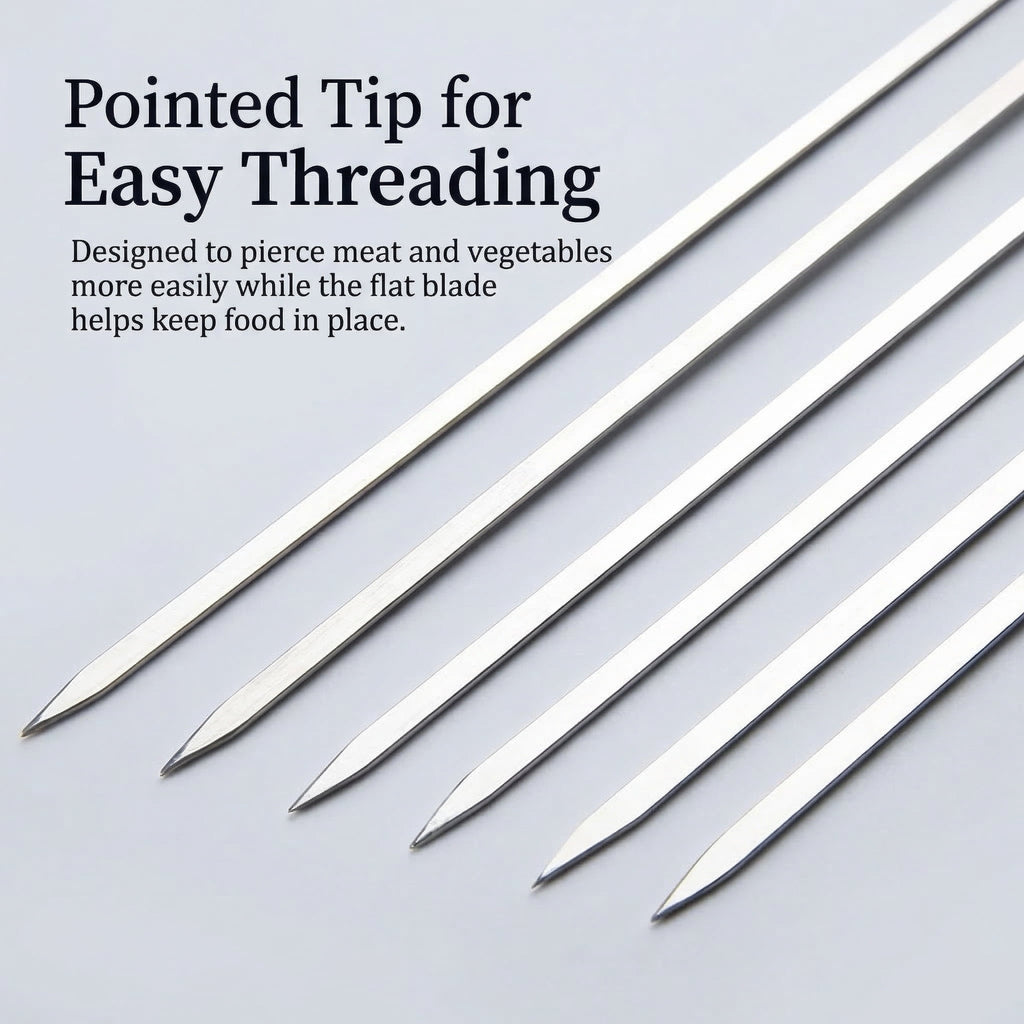 CNDRLEF 20PCS 13inch Stainless Steel BBQ Skewers, Reusable Grilling Skewer Sticks with Portable Tube Case for Outdoor Cooking & Barbecue Party
