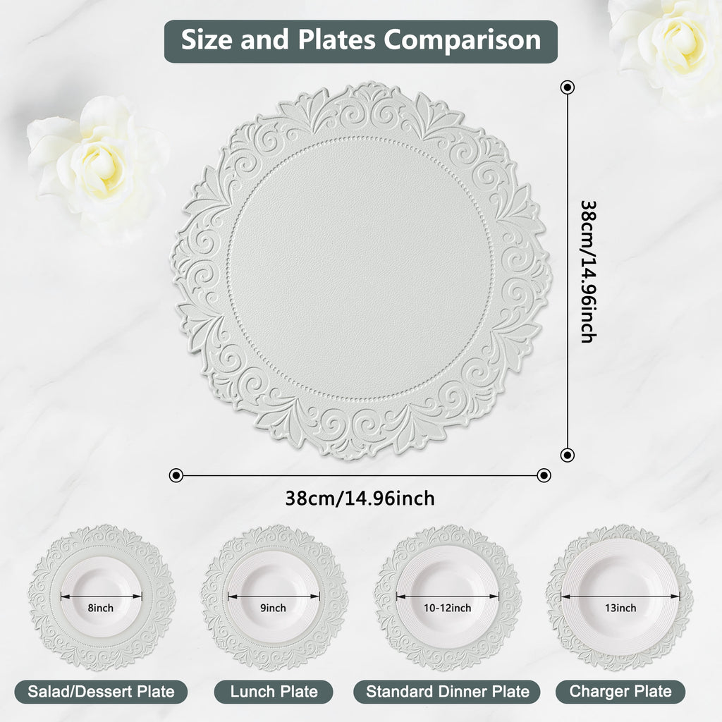VCVCOO Placemats Set of 4 Beige Leather Place Mats Waterproof Wipeable Heat Resistant Sturdy Rectangle Kitchen Dining Table Mats for Indoor Outdoor Reversible Easy to Clean Place Mats