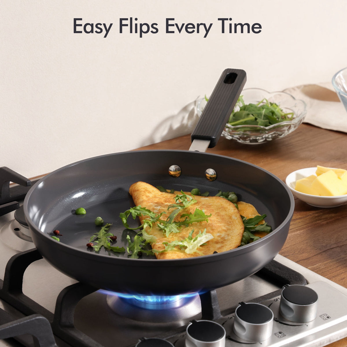 SENSARTE Nonstick Ceramic Frying Pan Skillet, Induction Omelette Pan Egg Pan, Healthy Cookware Chef's Pan with Heat-Resistant Handle, Dishwasher Safe, Gray, 8"