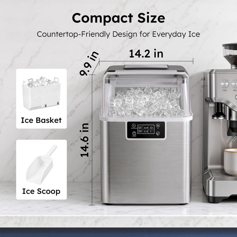 SIMZLIFE Ice Ball Maker Countertop, 2.4" Large Sphere Ice, 48 Balls/24H, Self-Cleaning for Whisky & Home Bar, Black