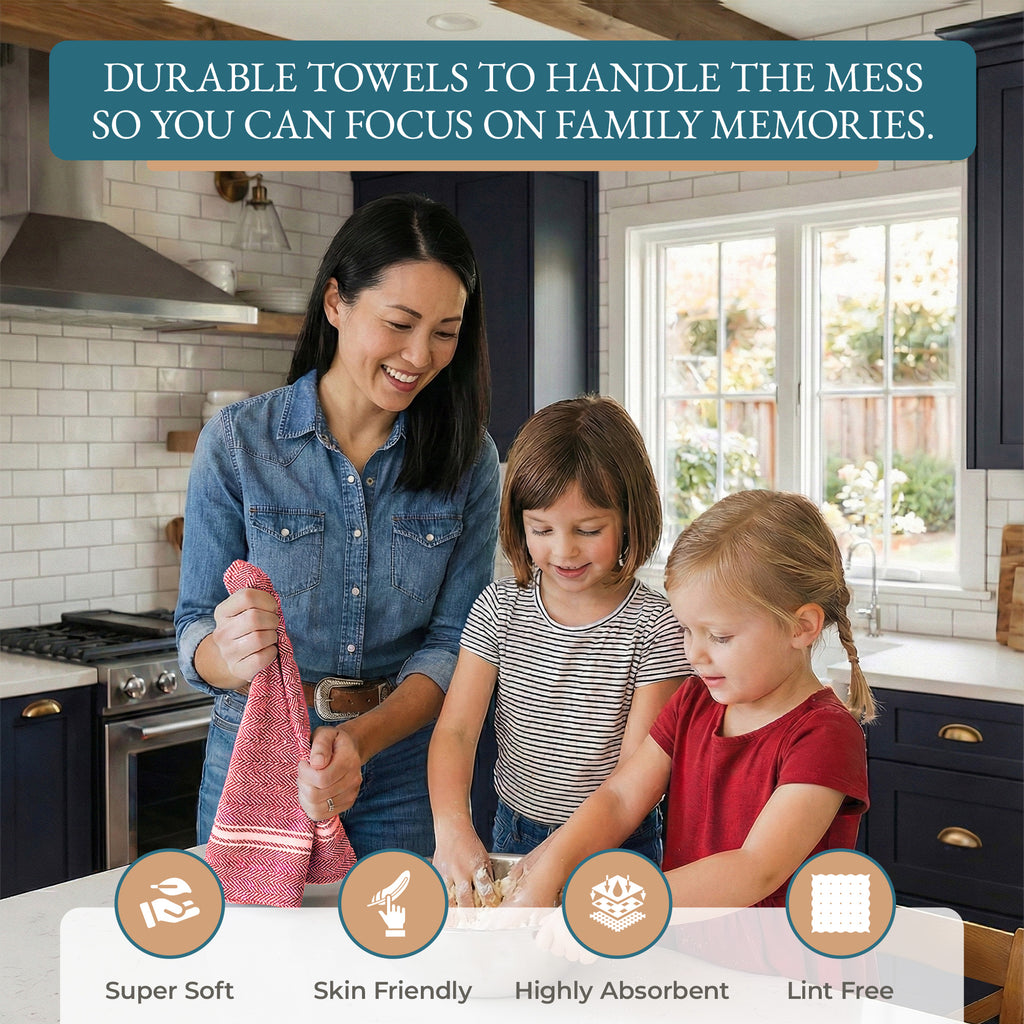 Kitchen Towels Set - 100% Pure Cotton Super Absorbent Hand Towel, Grey Tea Towels, Soft & Durable, Pack of 12 – 15”x25”, Grey Stripe