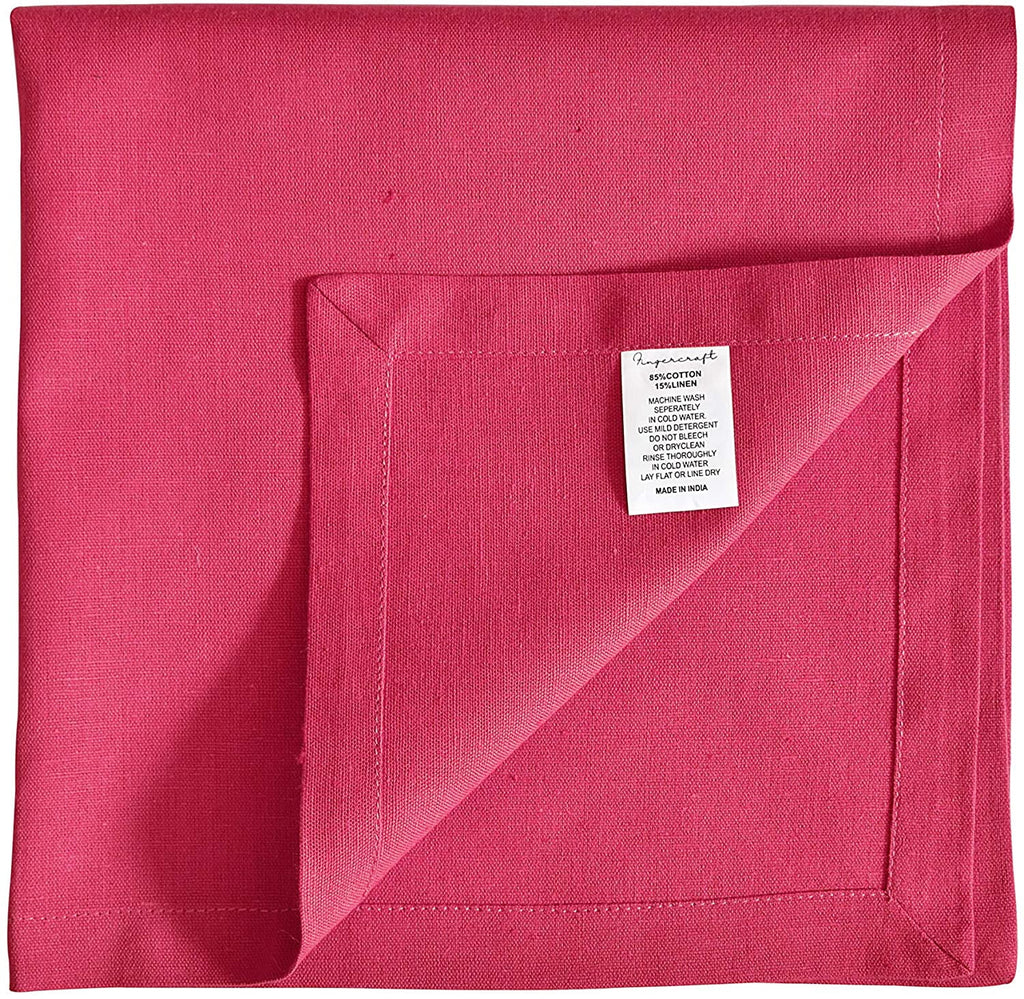Fingercraft Cloth Napkin, Solid Color Cotton Linen Blend Table Napkins, Soft and Absorbent Fabric, Set of 12, Blush Pink