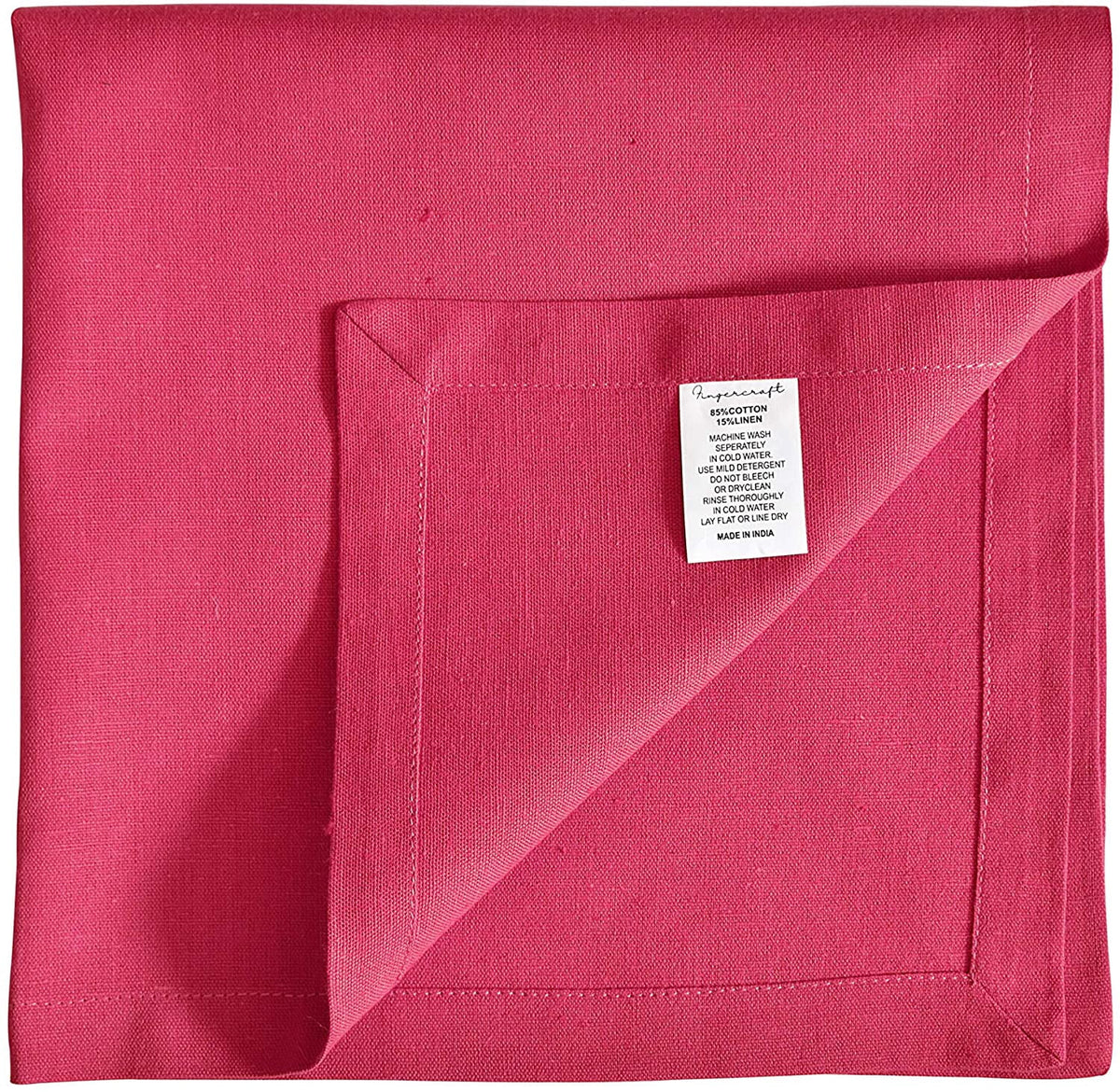 Fingercraft Cloth Napkin, Solid Color Cotton Linen Blend Table Napkins, Soft and Absorbent Fabric, Set of 12, Blush Pink
