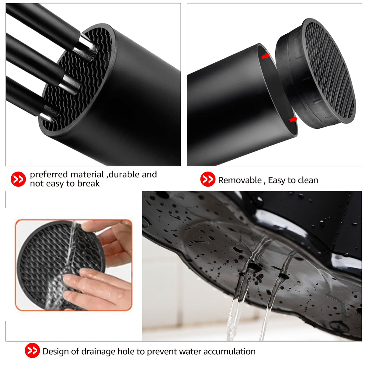 MYVIT Kitchen Knife Holder without Knives Round Empty Knife Block Holder for Countertop Storage Organizer,Black