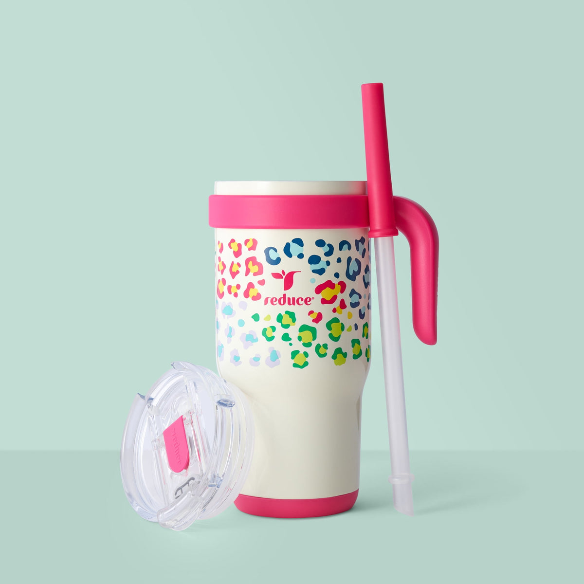 Reduce Coldee Kids Insulated Tumbler with Straw, 18oz Stainless Steel Spill-Proof Cup with Handle, Smiles
