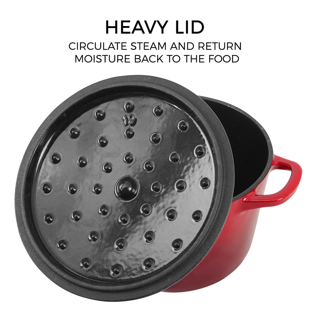 Flavehc Dutch Oven Pot with Lid 2.8 qt Cast Iron Dutch Oven for Bread Baking Slateblue Enameled Cast Iron Rice Pot with Handels