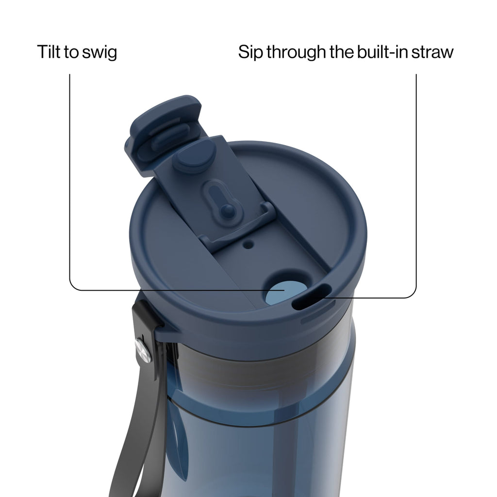Contigo 24oz DualSip Plastic Water Bottle with Built-In Straw and Drink Opening, Licorice Black/Clear
