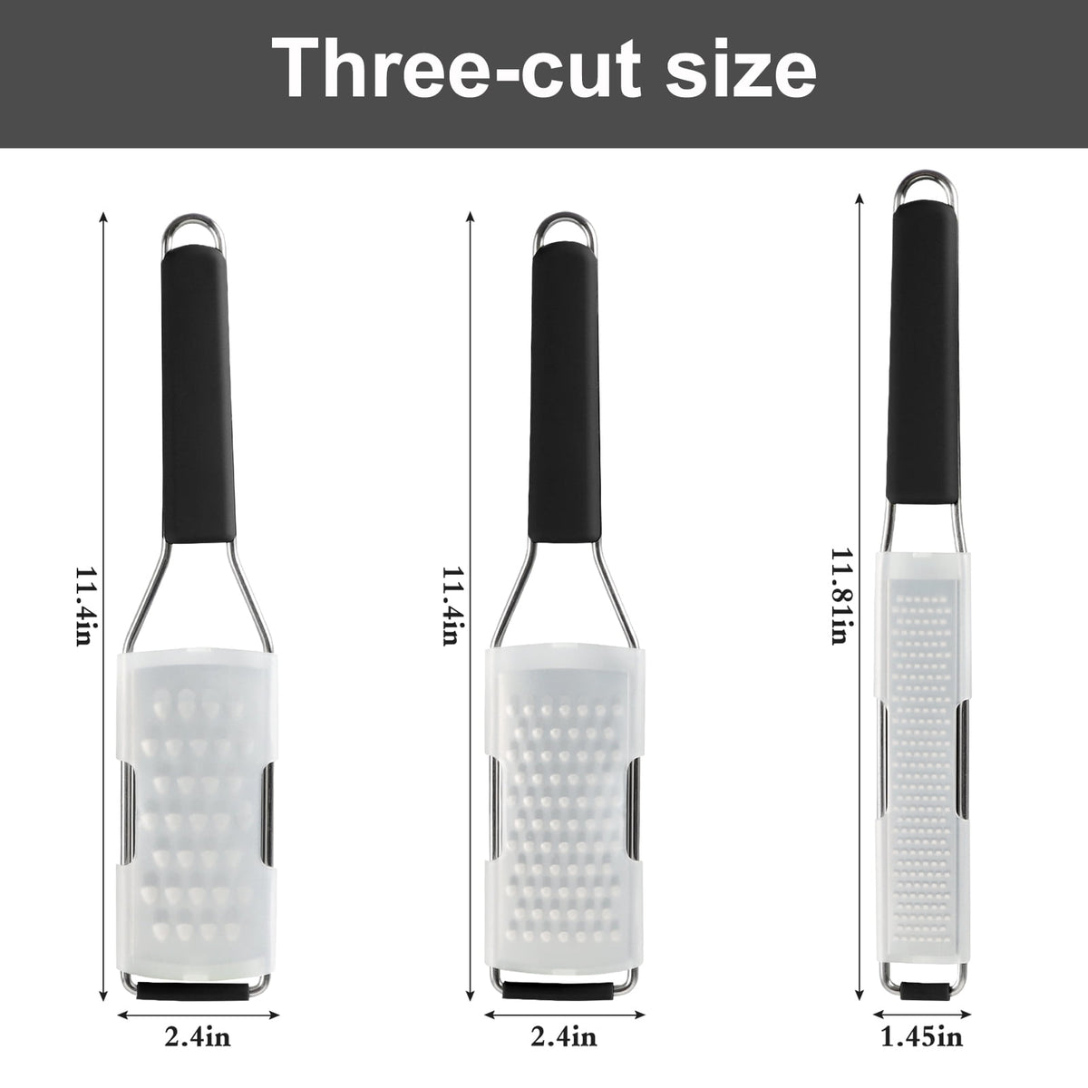 Dream Snail Lemon Zester Cheese Grater 3-Pcs Set Stainless Steel Kitchen Graters for Cheese, Vegetable, Dishwasher Safe, 11.4 inches &11.8 inches