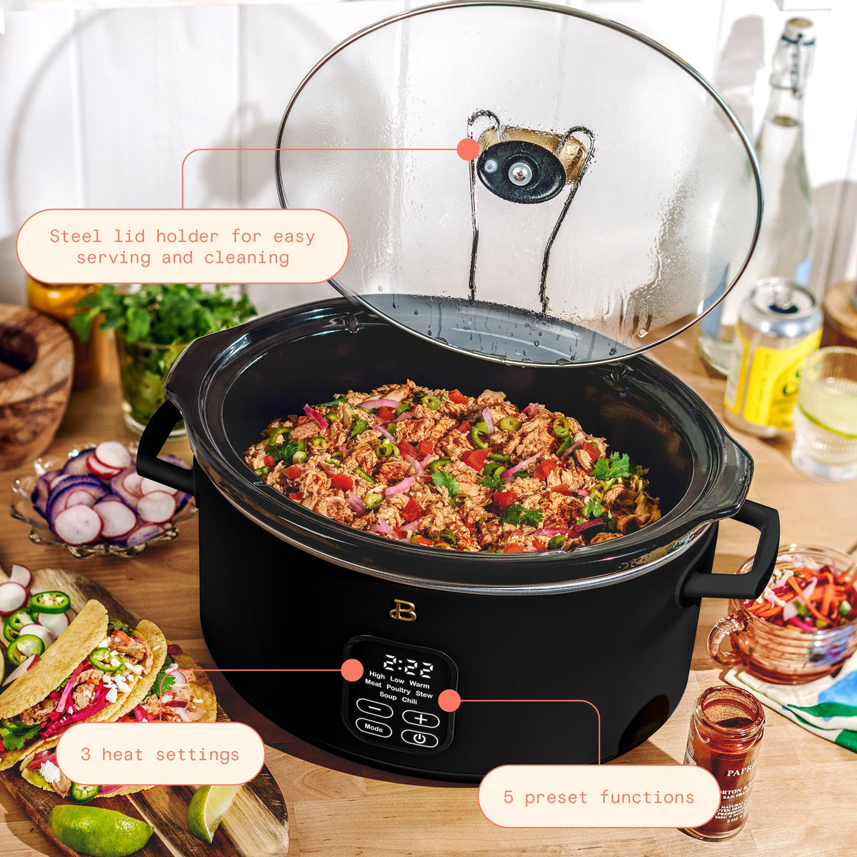 Beautiful 6 Qt Programmable Slow Cooker, Thyme Green by Drew Barrymore