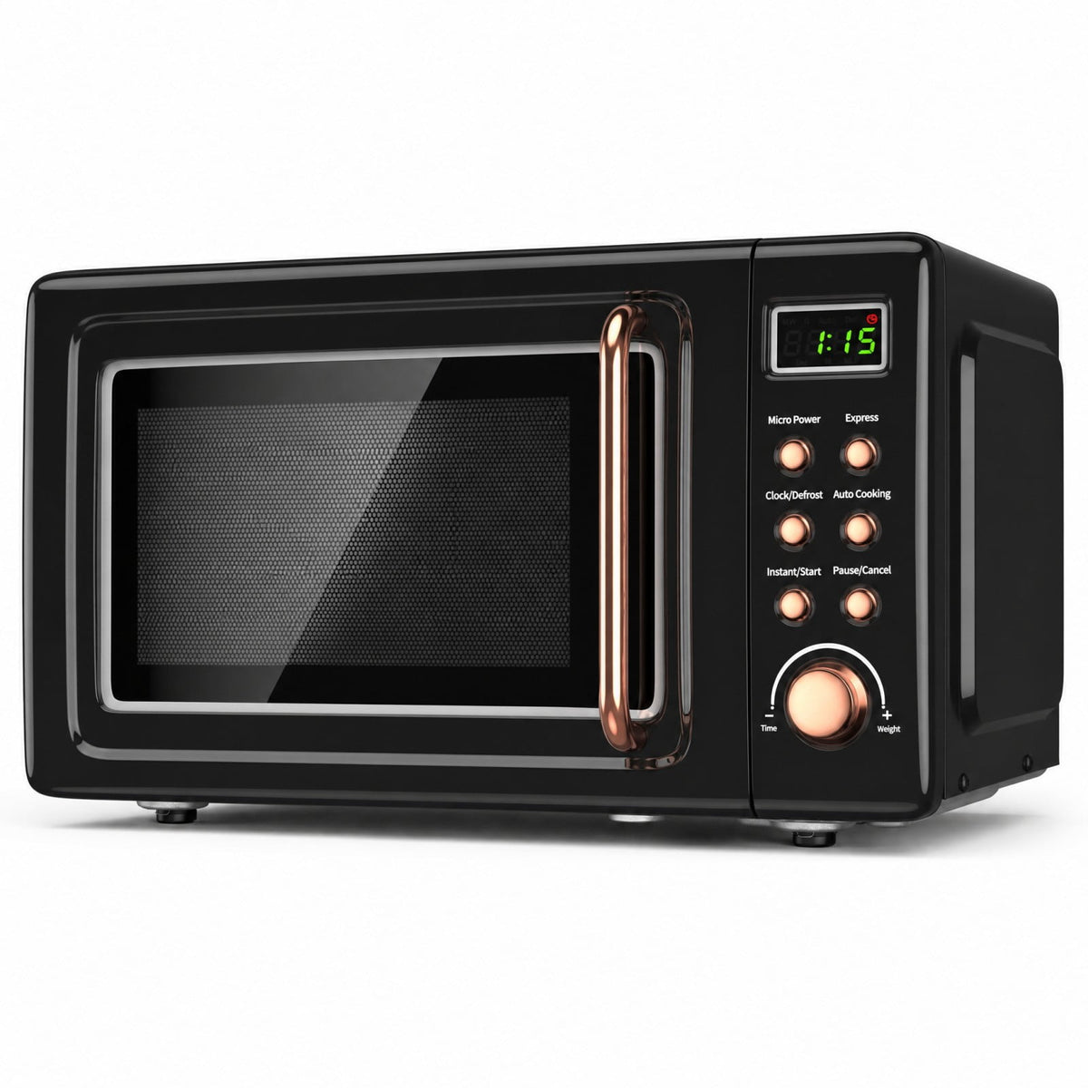 Costway 0.7 Cu.ft Retro Countertop Microwave Oven 700W LED Display Glass Turntable Rose Gold