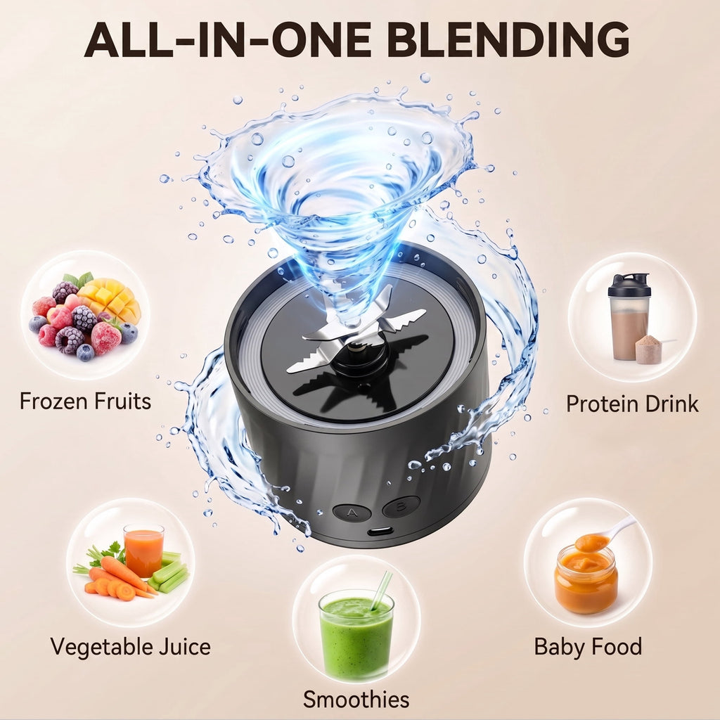 Suodoka 22oz Portable Blender for Shakes and Smoothies, BPA-Free Personal Juicer with Pulse Mode, 6-Leaf Blades & Nut Grinder Cup